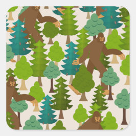 Grappige Bigfoot in de Bossen Vierkante Sticker