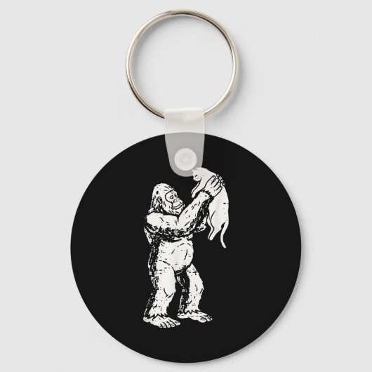 Grappige Bigfoot Kat Sasquatch Kitten Lieve Valent Sleutelhanger (Voorkant)