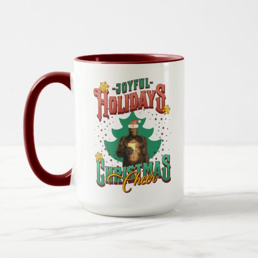 Grappige Bigfoot Kerst Vrolijkheid Vakantie Mok (Links)
