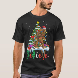Grappige Bigfoot Kerstboom Lichten Kerstmis Sasqua T-shirt
