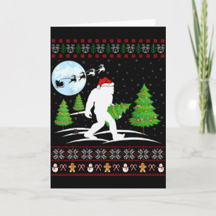 Grappige Bigfoot Kerstcadeau Kerstman Hoed Lelijke Kaart