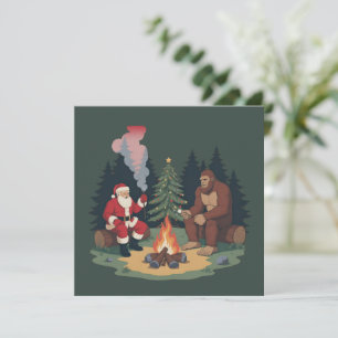 Grappige Bigfoot Kerstman Santa Sasquatch Kamperen Kaart