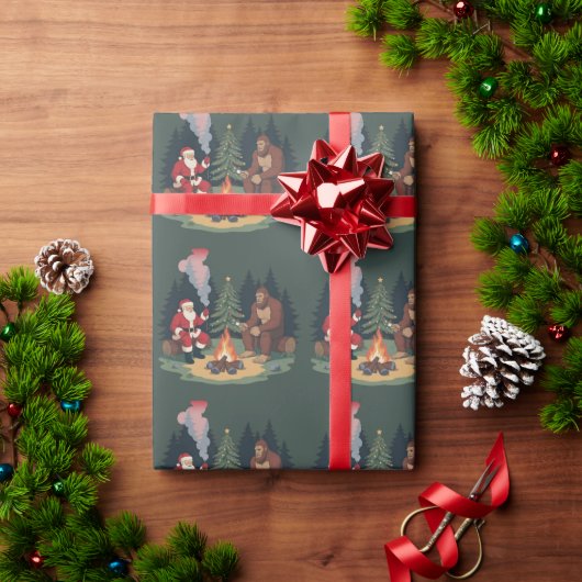 Grappige Bigfoot Kerstman Sasquatch Kamperen Cadeaupapier (Feestdagen Geschenken)