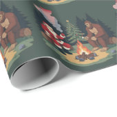 Grappige Bigfoot Kerstman Sasquatch Kamperen Cadeaupapier (Rol Hoek)