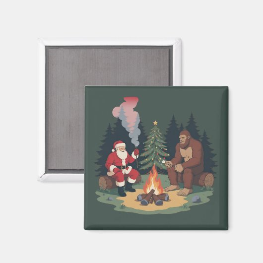 Grappige Bigfoot Kerstman Sasquatch Kamperen Magneet (Voorkant / Achterkant)