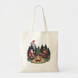 Grappige Bigfoot Kerstman Sasquatch Kamperen  Tote Bag