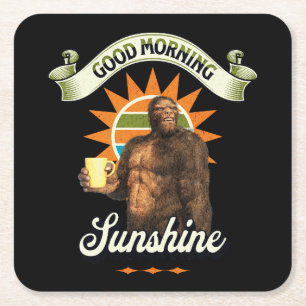 Grappige Bigfoot Koffie Ochtendhumor Kartonnen Onderzetters