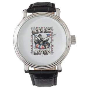 Grappige Bigfoot Laten we patriottisch opgewonden Horloge