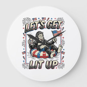 Grappige Bigfoot Laten we patriottisch opgloeien Grote Klok