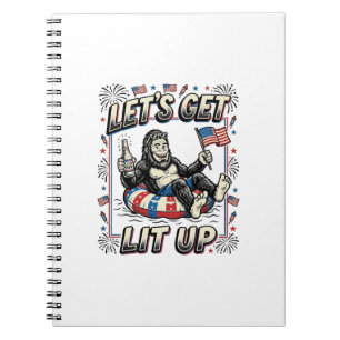 Grappige Bigfoot Laten we patriottisch opgloeien Notitieboek