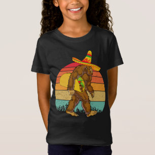 Grappige Bigfoot loopt met grote taco T-shirt