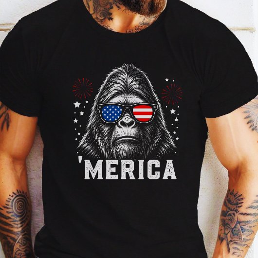 Grappige Bigfoot Merica 4 juli zonnebril T-shirt