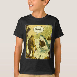Grappige Bigfoot Met Haai Bruh Meme  T-shirt