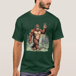 Grappige Bigfoot met zonnebril bosontwerp T-shirt