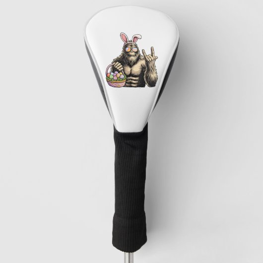 Grappige Bigfoot Paasei Rots Sasquatch Pasen Dag Golfheadcover (Voorkant)