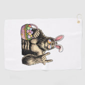 Grappige Bigfoot Pasen Ei Rots Sasquatch Eerste Pa Golfhanddoek (Horizontaal)