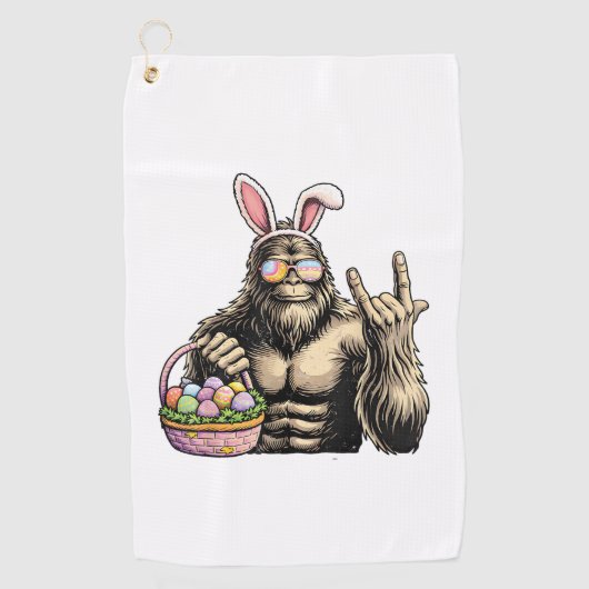 Grappige Bigfoot Pasen Ei Rots Sasquatch Eerste Pa Golfhanddoek (Voorkant)