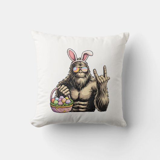 Grappige Bigfoot Pasen Ei Rots Sasquatch Eerste Pa Kussen (Voorkant)