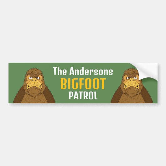 Grappige Bigfoot Patrol gepersonaliseerd Bumpersticker (Voorkant)