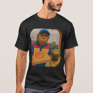 Grappige Bigfoot Pizza Bezorg Pug Deur Camera Hall T-shirt
