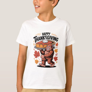 Grappige Bigfoot Pompoentaart Gelukkig Thanksgivin T-shirt
