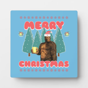 Grappige Bigfoot - Prettig kerstfeest Fotoplaat