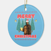 Grappige Bigfoot - Prettig Kerstfeest Keramisch Ornament (Links)