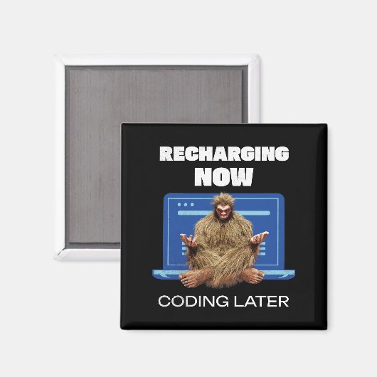 Grappige Bigfoot-programmeur die later codeert na Magneet (Voorkant / Achterkant)