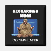 Grappige Bigfoot-programmeur die later codeert na  Magneet (Voorkant)