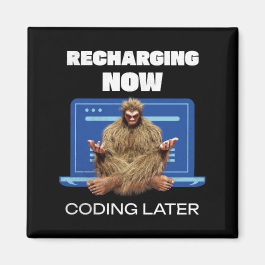 Grappige Bigfoot-programmeur die later codeert na  Magneet (Voorkant)