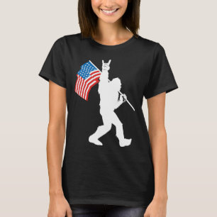 Grappige Bigfoot Rock And Roll USA Vlag Voor Sasqu T-shirt
