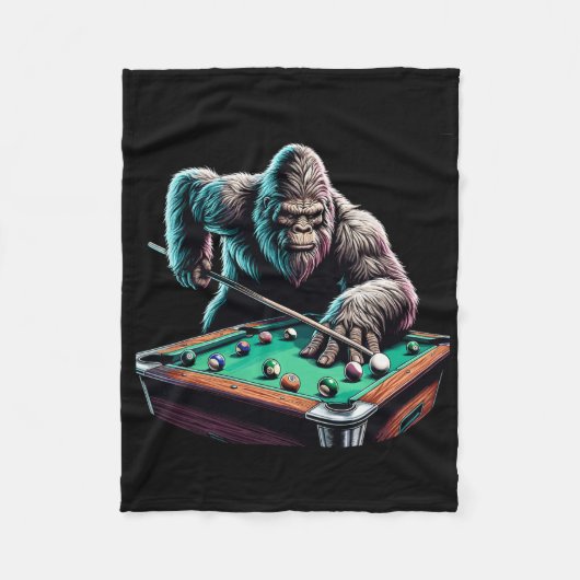 Grappige Bigfoot Sasquatch Biljart Pool Player Man Fleece Deken (Voorkant)