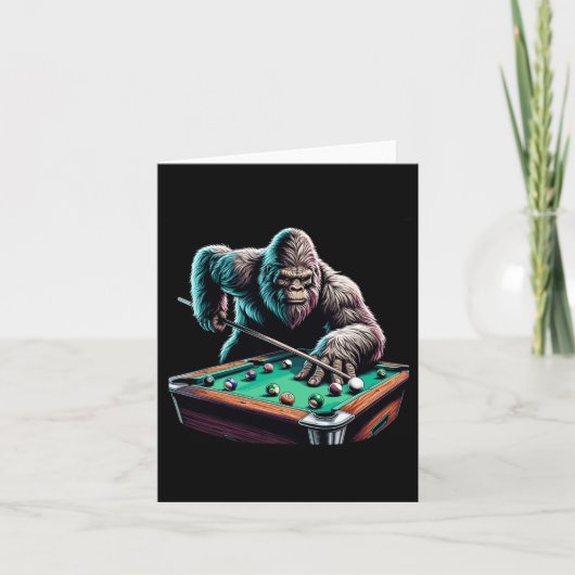 Grappige Bigfoot Sasquatch Biljart Pool Player Man Kaart (Voorkant)