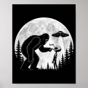 Grappige Bigfoot Sasquatch Boop Neus Alien Ufo Hum Poster