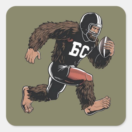 Grappige Bigfoot Sasquatch Fantasy Voetbal Sport   Vierkante Sticker (Voorkant)
