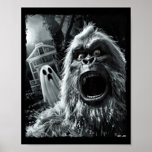 Grappige Bigfoot Sasquatch Halloween Poster (Voorkant)