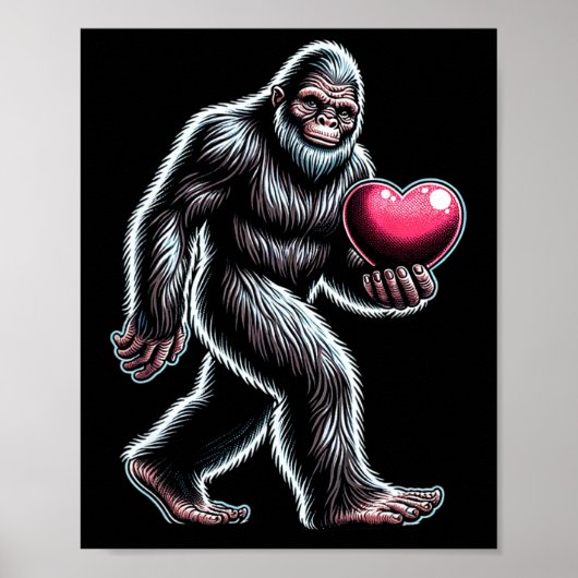 Grappige Bigfoot Sasquatch Hart Mannen Kinder Jong Poster (Voorkant)