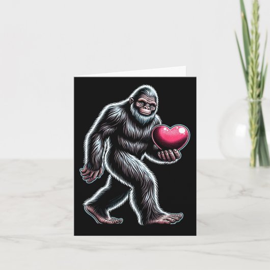 Grappige Bigfoot Sasquatch Hart Mannen Kinderen Jo Kaart (Voorkant)
