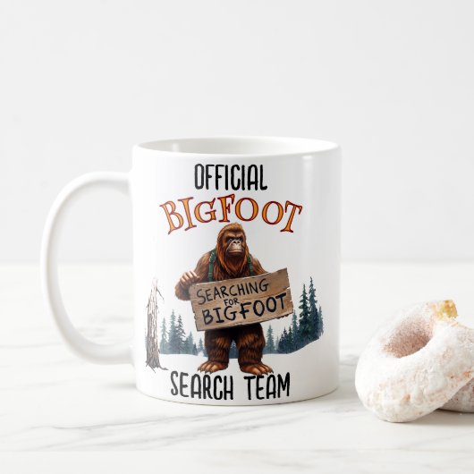Grappige Bigfoot Sasquatch in het Bos Koffiemok (Met donut)