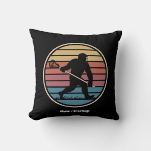 Grappige Bigfoot Sasquatch Lacrosse zonsondergang Kussen