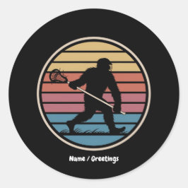 Grappige Bigfoot Sasquatch Lacrosse  zonsondergang Ronde Sticker