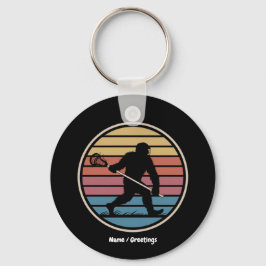 Grappige Bigfoot Sasquatch Lacrosse  zonsondergang Sleutelhanger