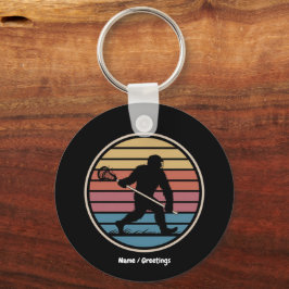 Grappige Bigfoot Sasquatch Lacrosse  zonsondergang Sleutelhanger