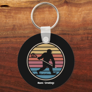 Grappige Bigfoot Sasquatch Lacrosse zonsondergang Sleutelhanger