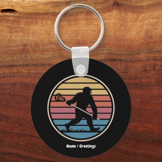 Grappige Bigfoot Sasquatch Lacrosse  zonsondergang Sleutelhanger (Voorkant)