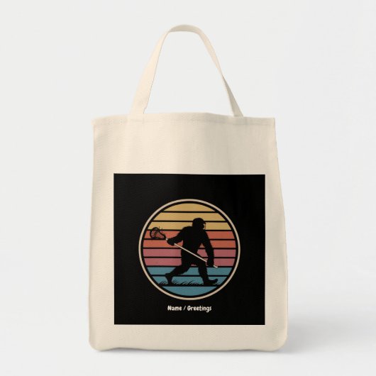 Grappige Bigfoot Sasquatch Lacrosse  zonsondergang Tote Bag (Voorkant)