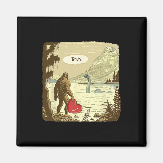 Grappige Bigfoot Sasquatch Loch Ness Monster Grapp Magneet (Voorkant)