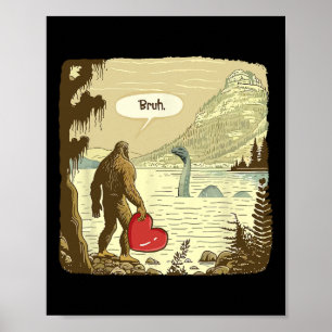 Grappige Bigfoot Sasquatch Loch Ness Monster Grapp Poster
