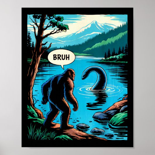Grappige Bigfoot Sasquatch Loch Ness Monster Intro Poster (Voorkant)