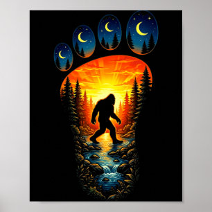Grappige bigfoot sasquatch natuur buiten kamperen poster